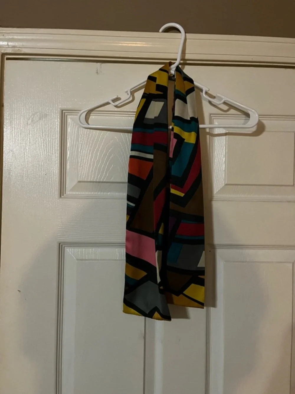 Geometric Print Silk-Feel Scarf in Multicolor Around 46 inches